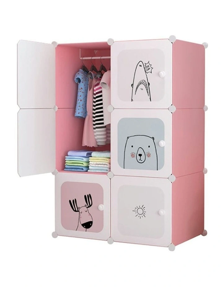 6 Cubes Portable Wardrobe in Pink