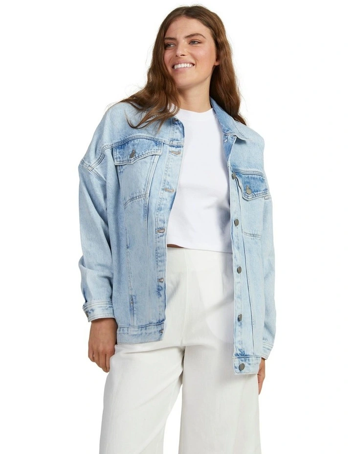 The Ocean Is Calling Denim Boyfriend Jacket in Glacier
