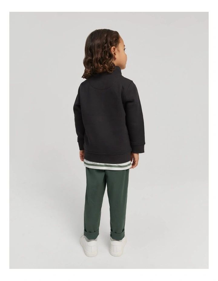 Verified Australian Cotton Heritage Half Zip Sweat Top in Black