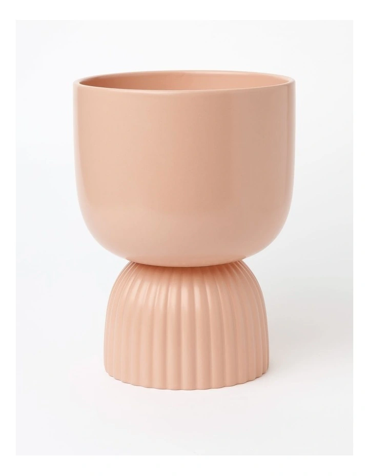 Clio Ceramic Ribbed Bottom Planter 22cm in Pink