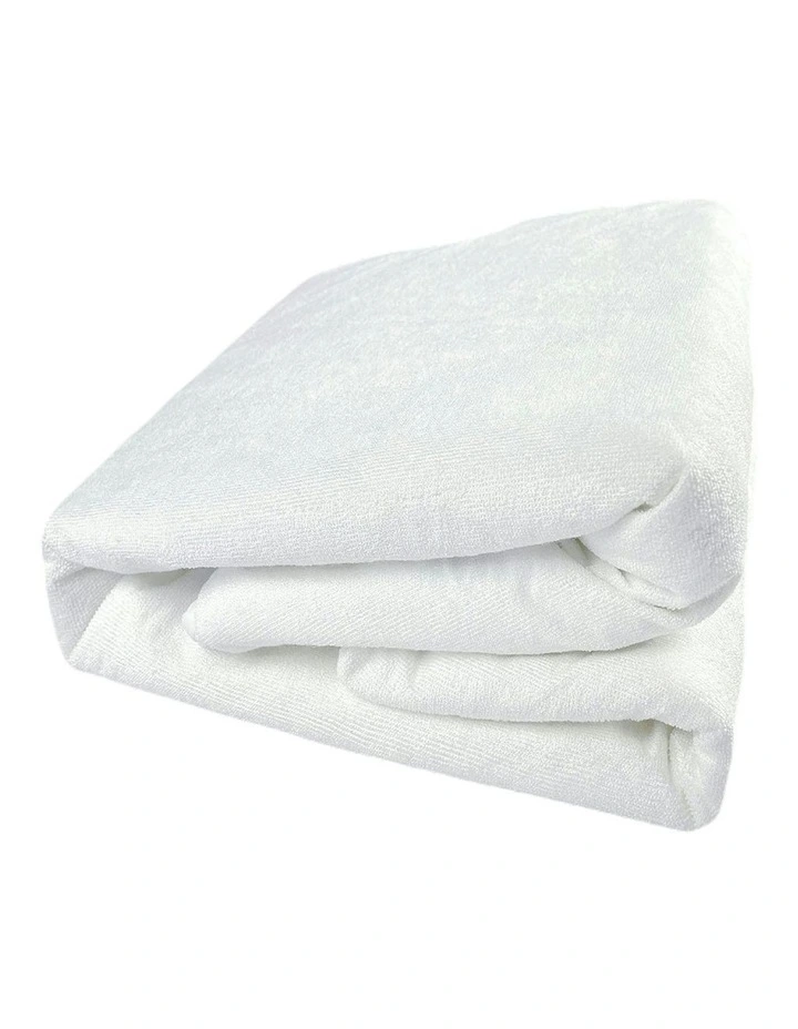 Bamboo Terry Mattress Protector Double in White