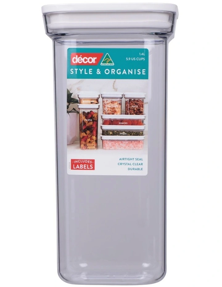 Pantry Style and Organise Square 1.4L in Clear