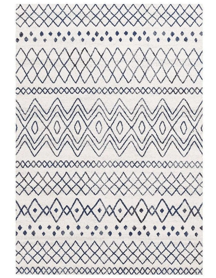 Oasis Nadia Rustic Tribal Rug in White Blue