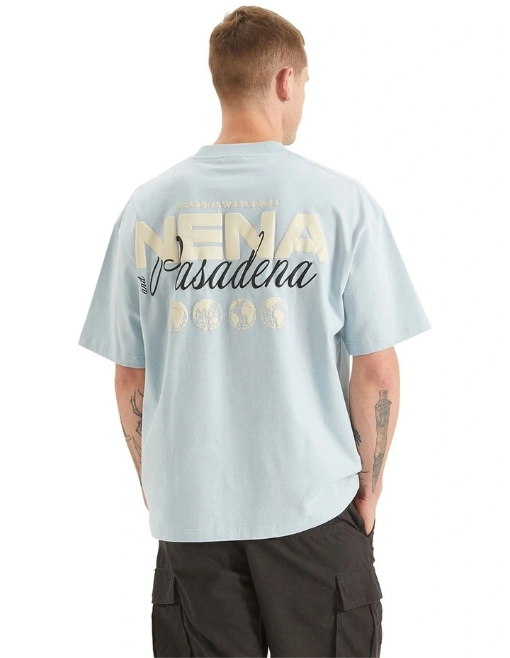 Worldwide Heavy Street Tee in Baby Blue
