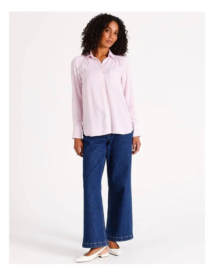 Eco Long Sleeve Stripe Shirt in Pink