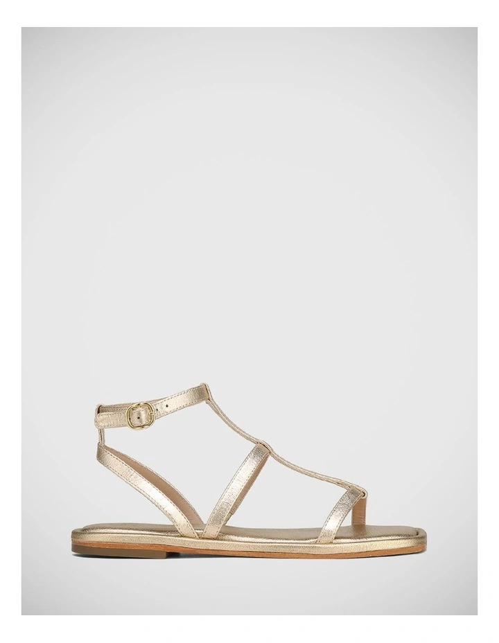 Aidie Leather Sandal in Champagne