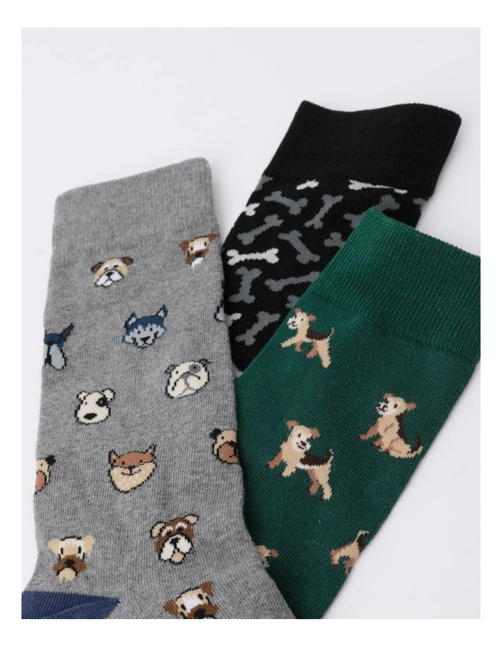 3 Pack Dogs Socks in Multi