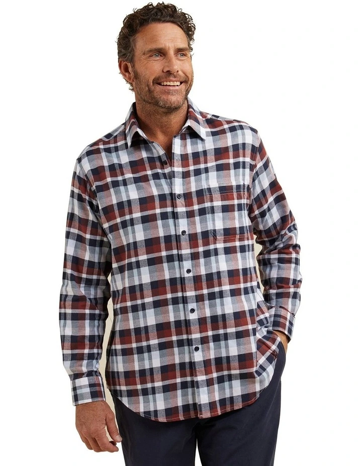 Maxwel Cotton Brushed Long Sleeve Shirt in Blue
