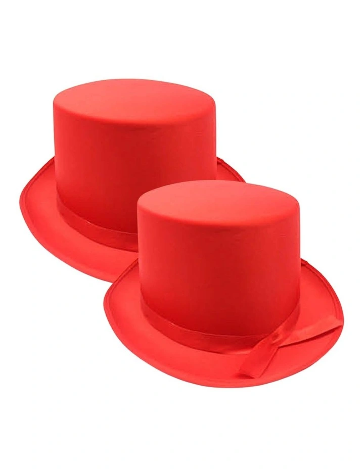 Satin Top Hat x2 in Red