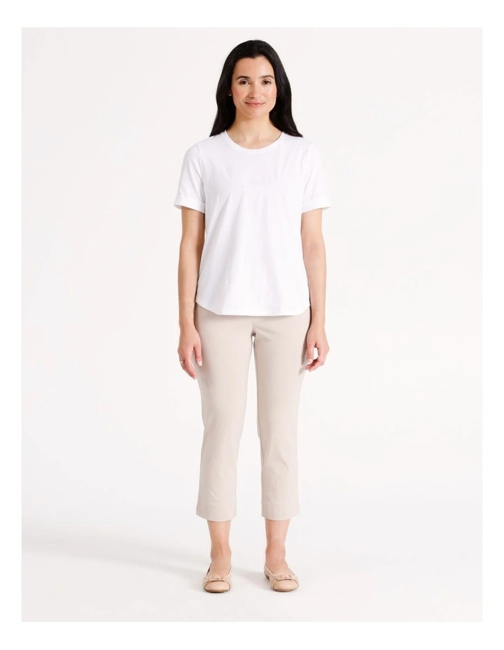 Sustainable Viscose Wardrobe Staple Stretch Crop Pant in Stone