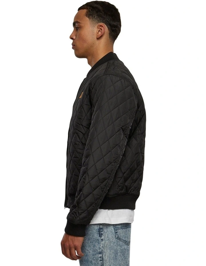 Diamond Quilt Nylon Jacket in Black