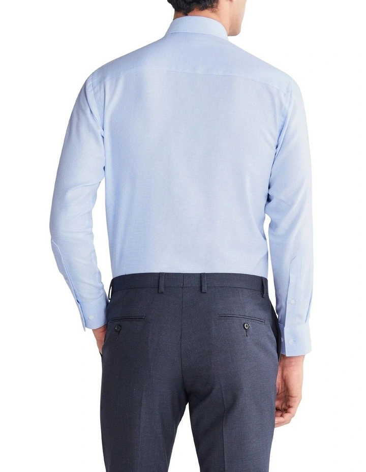 Slim Long Sleeve Mini Dobby Shirt in Sky