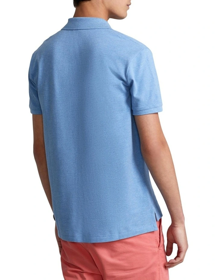 Custom Slim Fit Mesh Polo Shirt in Blue
