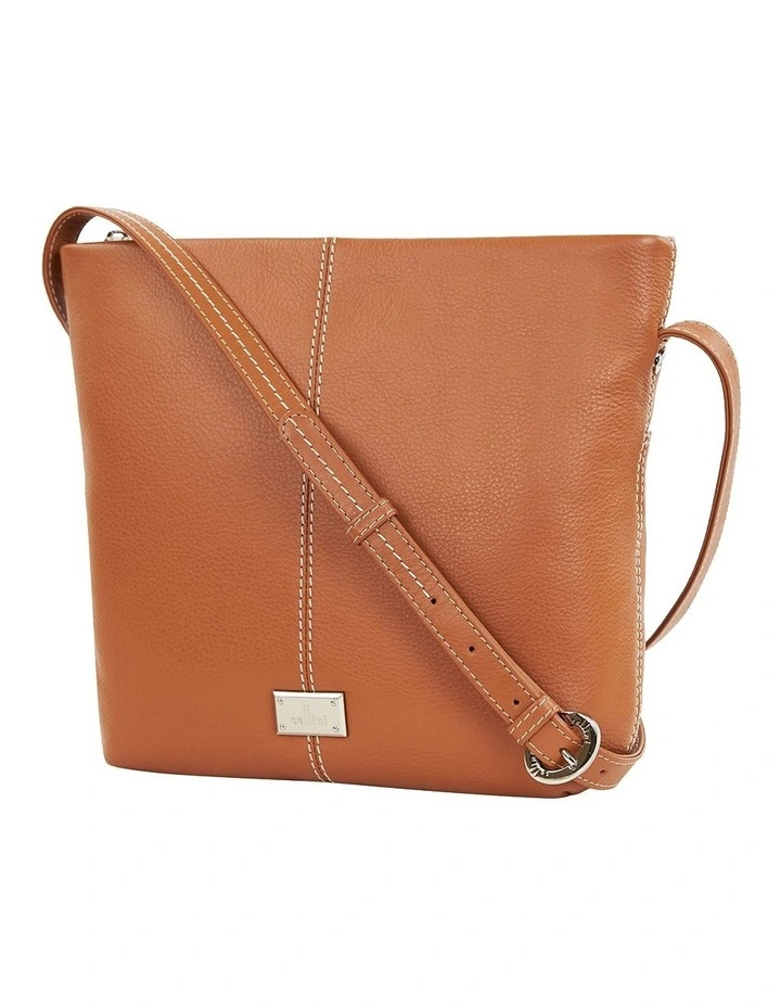 Nelson Leather Crossbody Bag in Tan