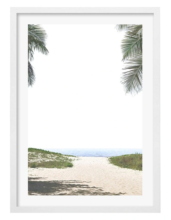 Australian Made Ocean Escape Art Print A2 in White Frame
