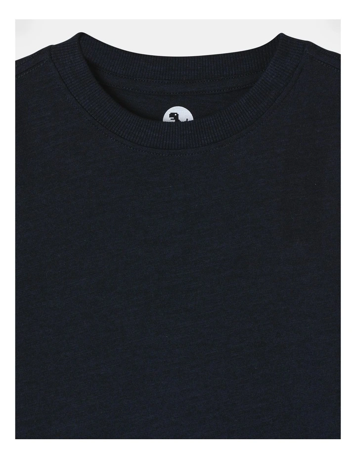 Essentials Long Sleeve Plain T-shirt in Navy