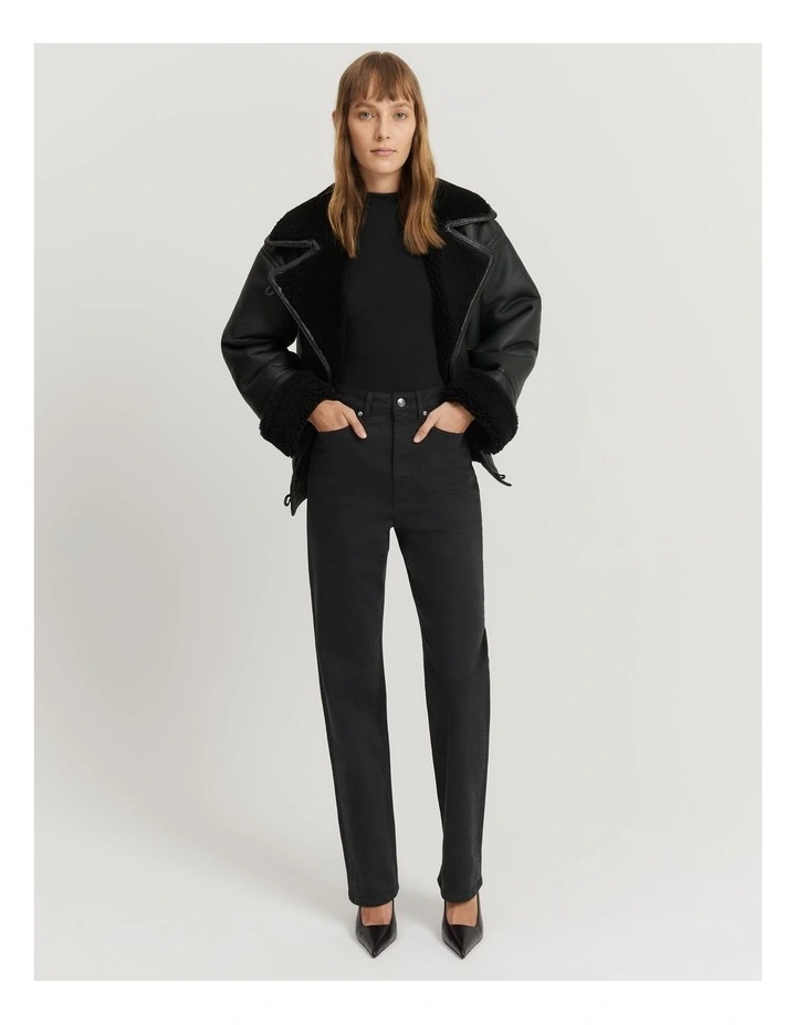 High Rise Straight Jean in Black