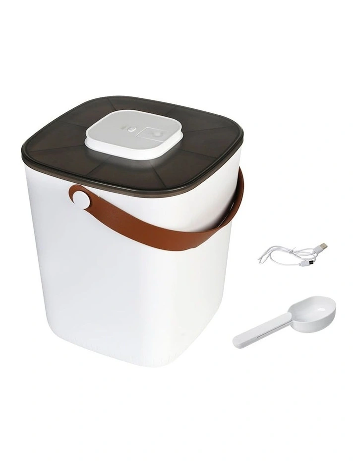 Smart Vacuum Pet Food Storage Kitchen Box Scoop Dispenser 13L in White