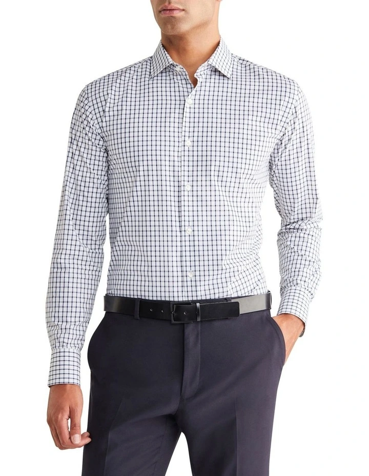 Slim Mid Check Shirt 1 Col in Navy