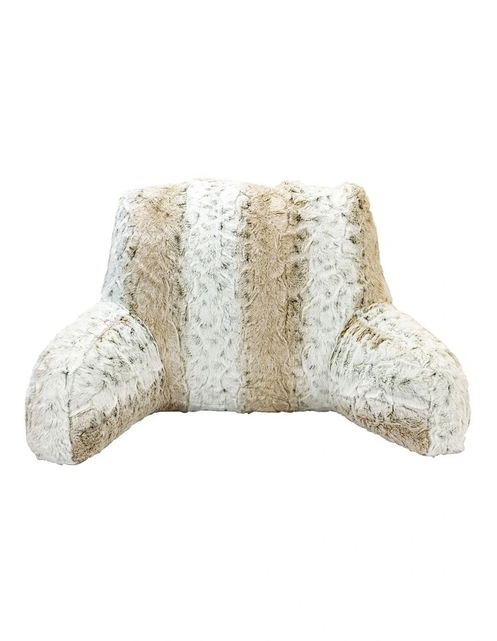 Backrest Faux Fur Pillow in Brown/White