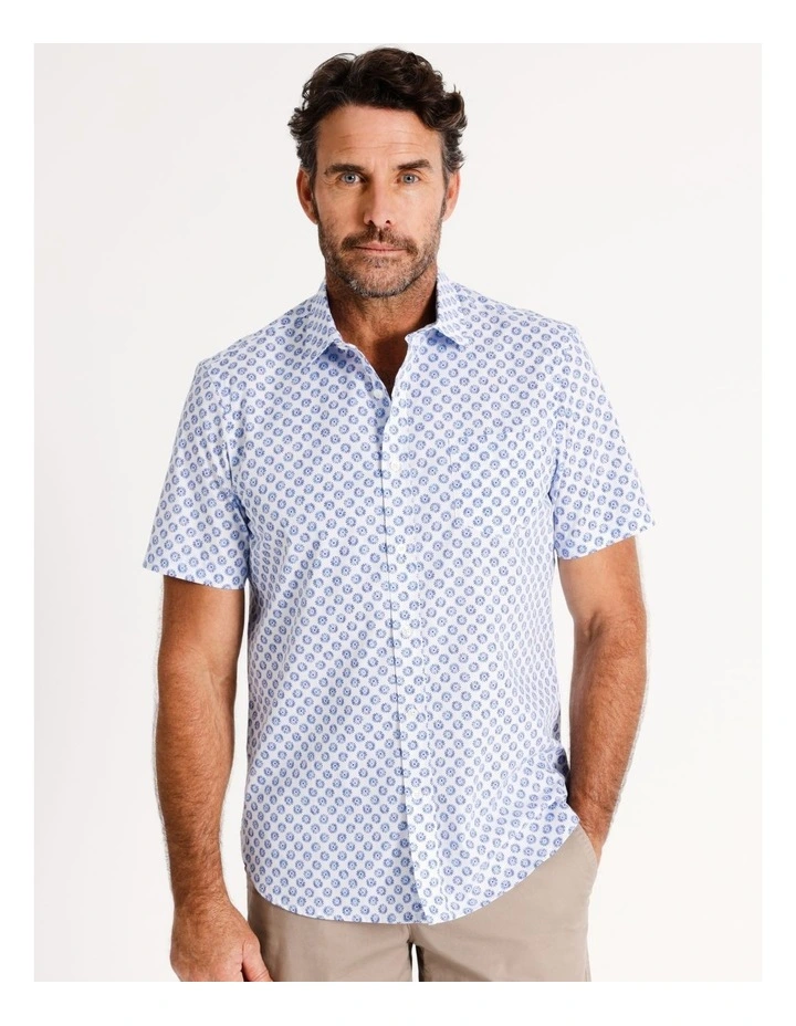 Thompson Short Sleeve Print Shirt in White