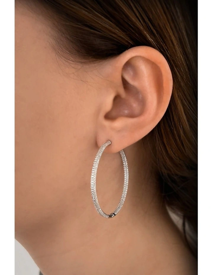 Pursuit Pave Hoops in Silver