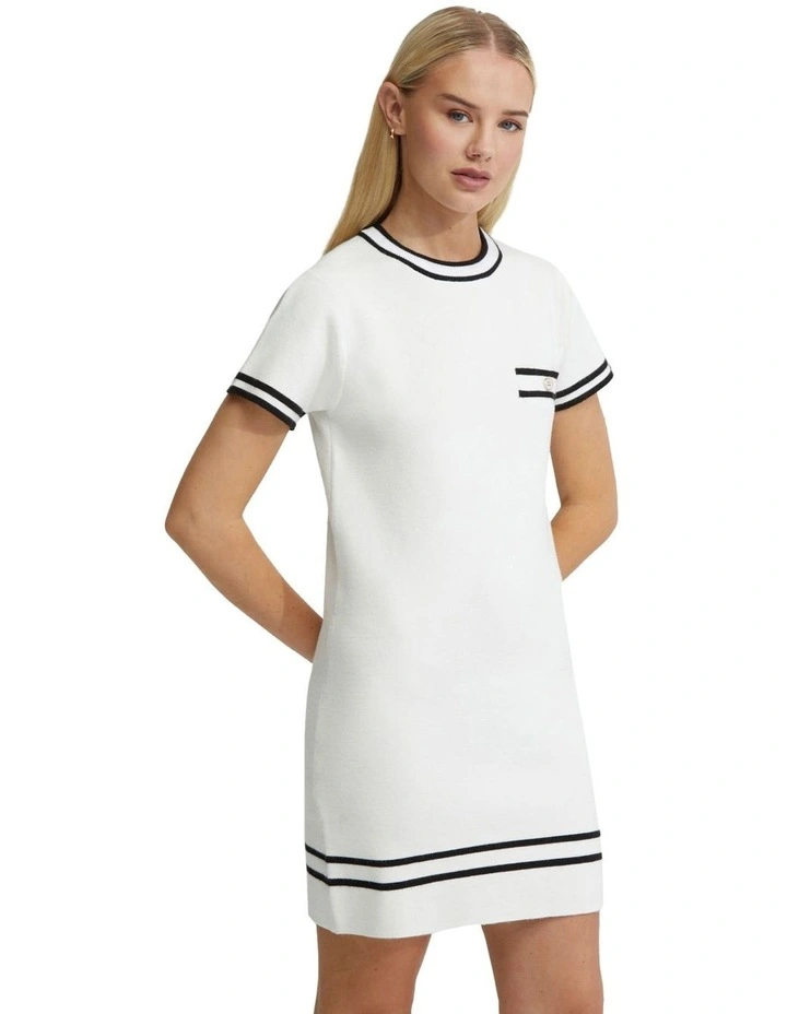 Liv Knitted Mini Dress in Ivory/Black