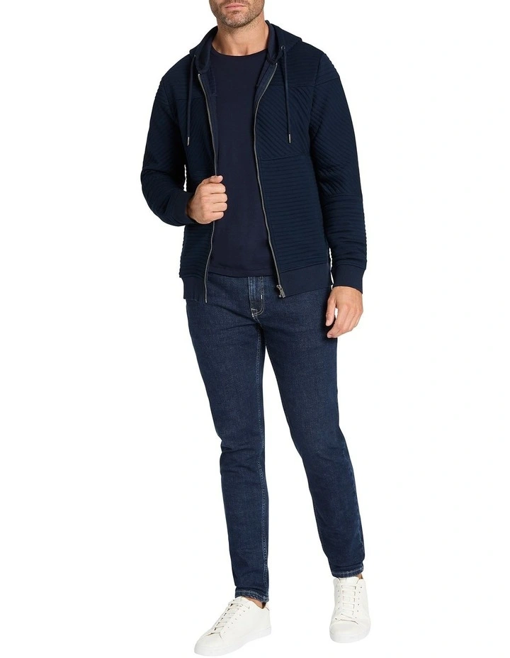 Helme Zip Thru Hoodie in Navy