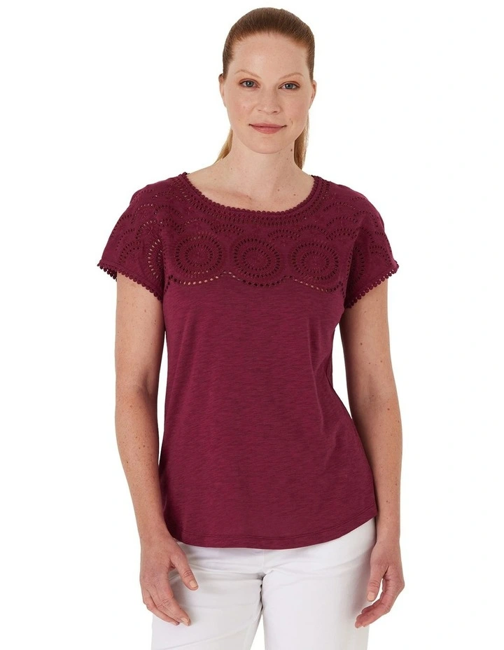 Embroidered Tee in Tulip