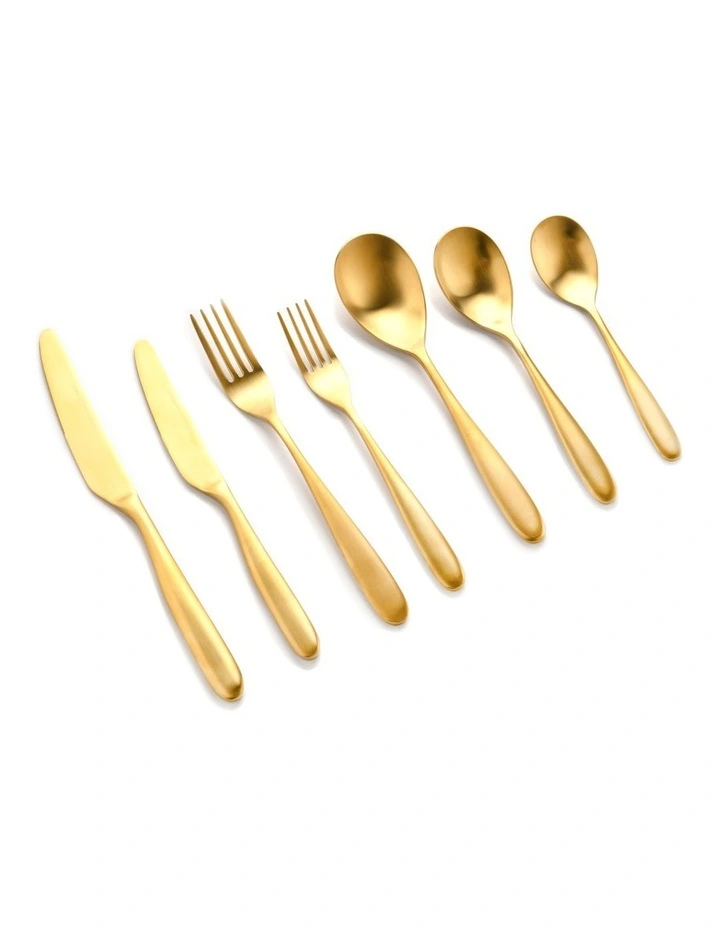 Nouveau Cutlery Set 56 Piece in Matte Gold