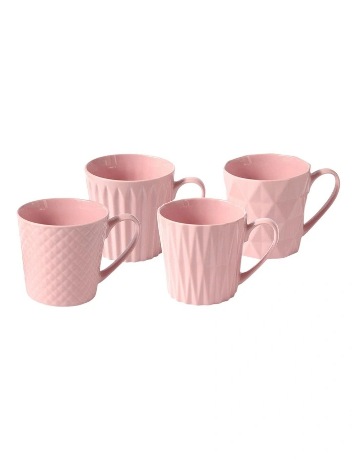 Gift Boxed Nova Mug 380ml Set of 4 in Rose