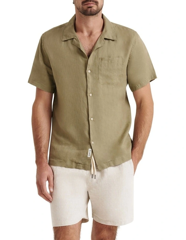 Nero Linen Resort Shirt in Khaki