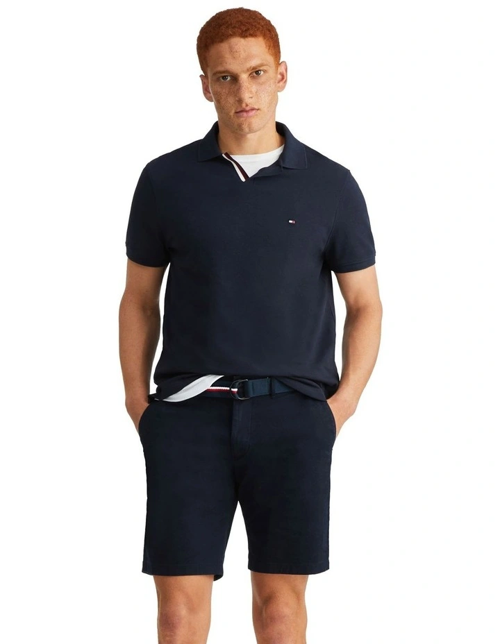 Bold Global Stripe Collar Polo Shirt in Navy