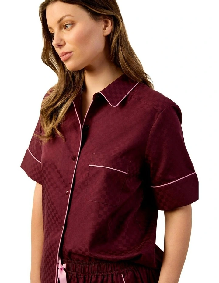 Bordeaux Pyjama Set Short in Wine