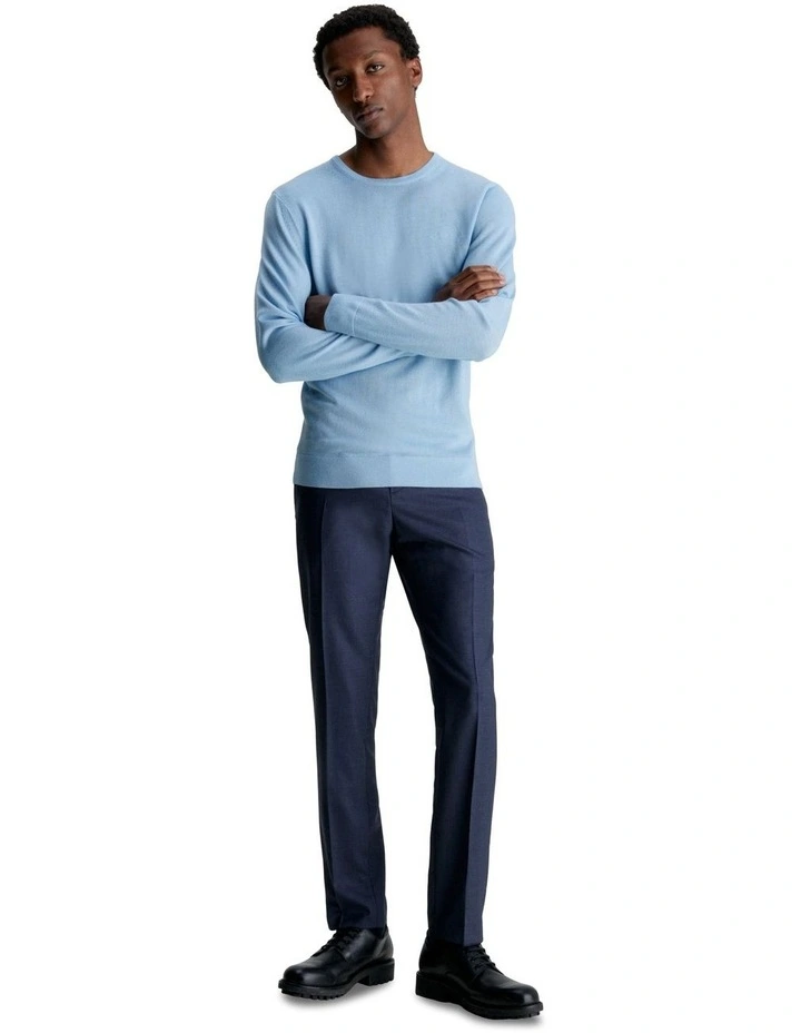 Merino Crew Neck Knit in Blue