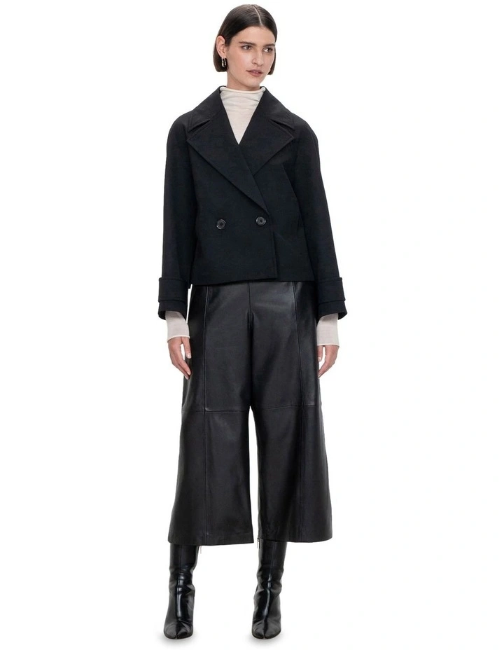 Brushed Back Coat in Black