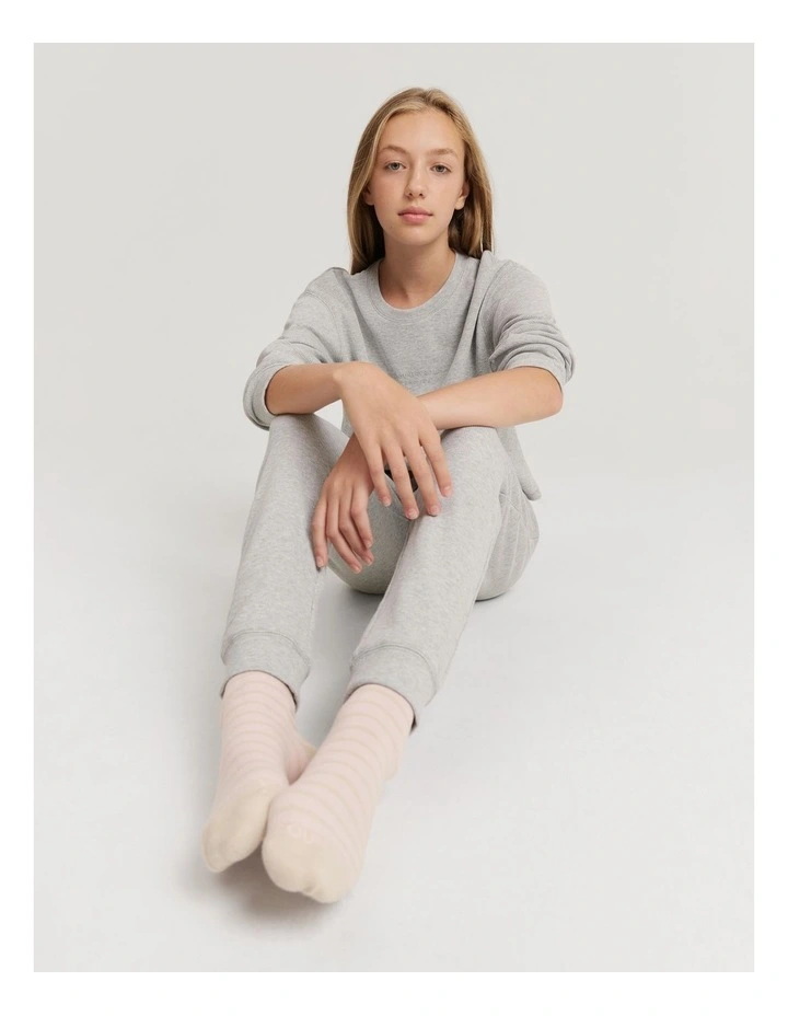 Teen Waffle Pyjama Set in Light Grey Marle