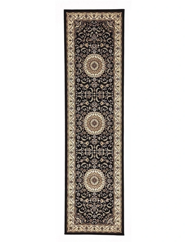 Sydney Medallion Runner Rug in Black
