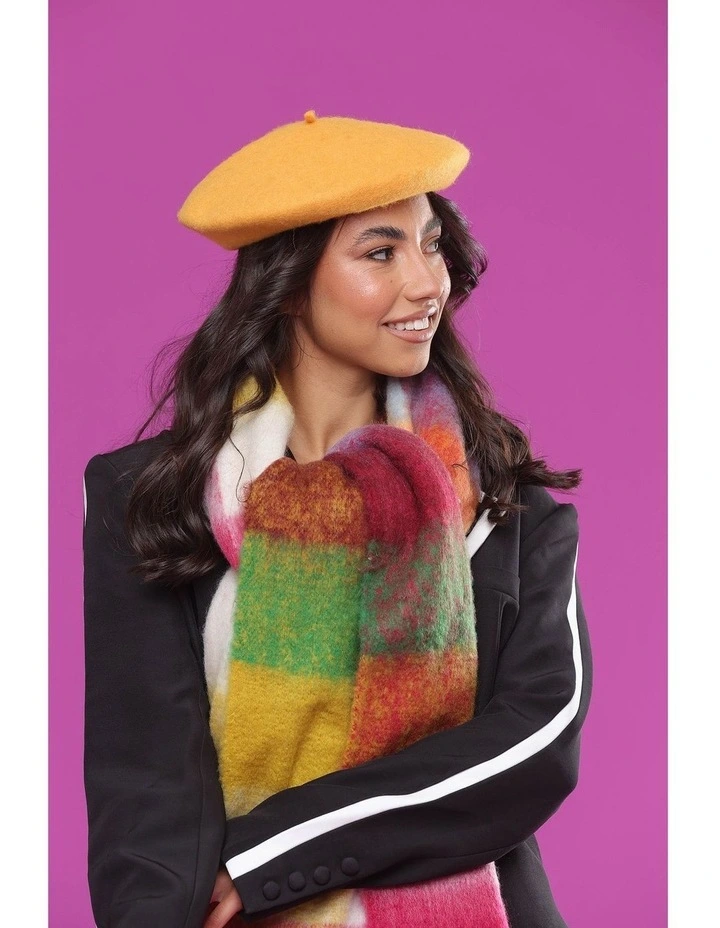 Lisa Wool Blend Beret in Yellow