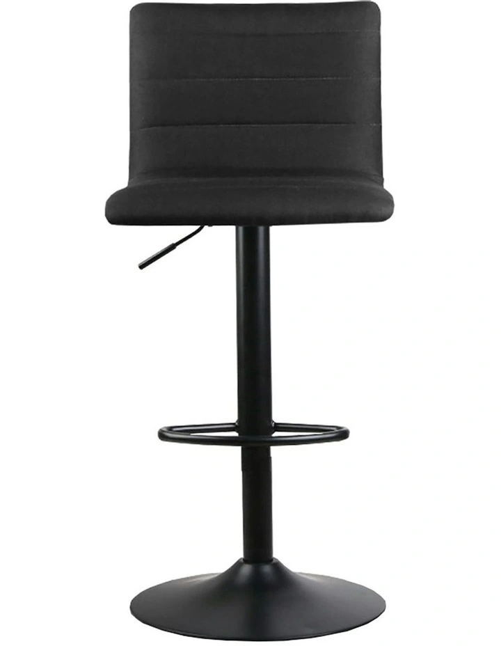 Kitchen Swivel Fabric Chair Bar Stools x2 in Black