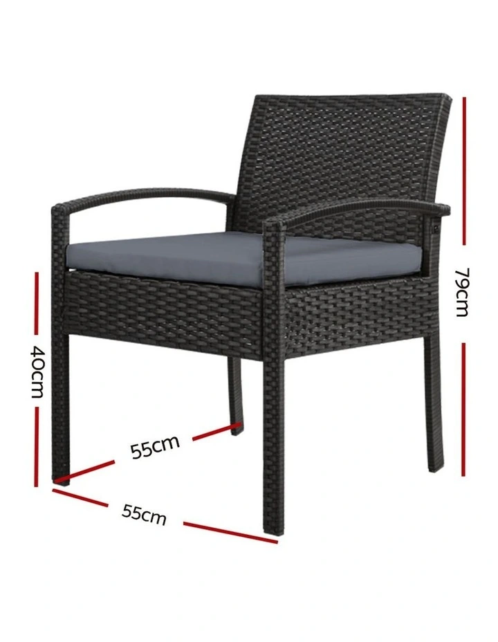 Outdoor Dining Chairs Patio Furniture Rattan Lounge Chair Cushion Felix 2PC
