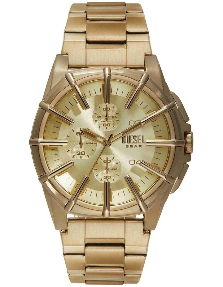 Framed Chronograph Watch in Gold