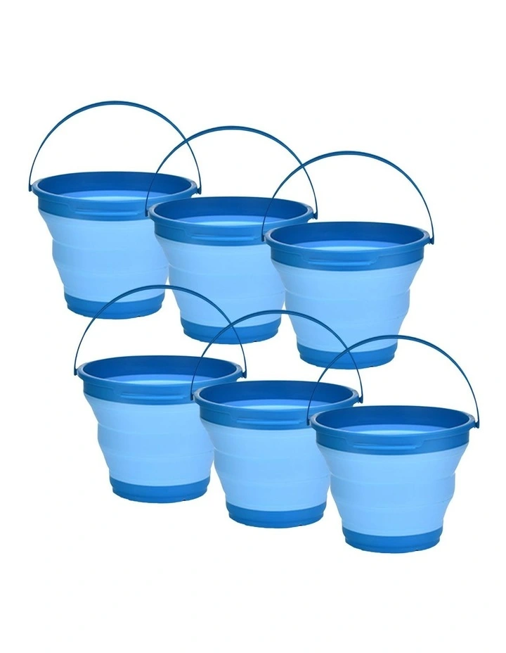 Foldable Collapsible Silicone Bucket 7L 6 Pack in Blue