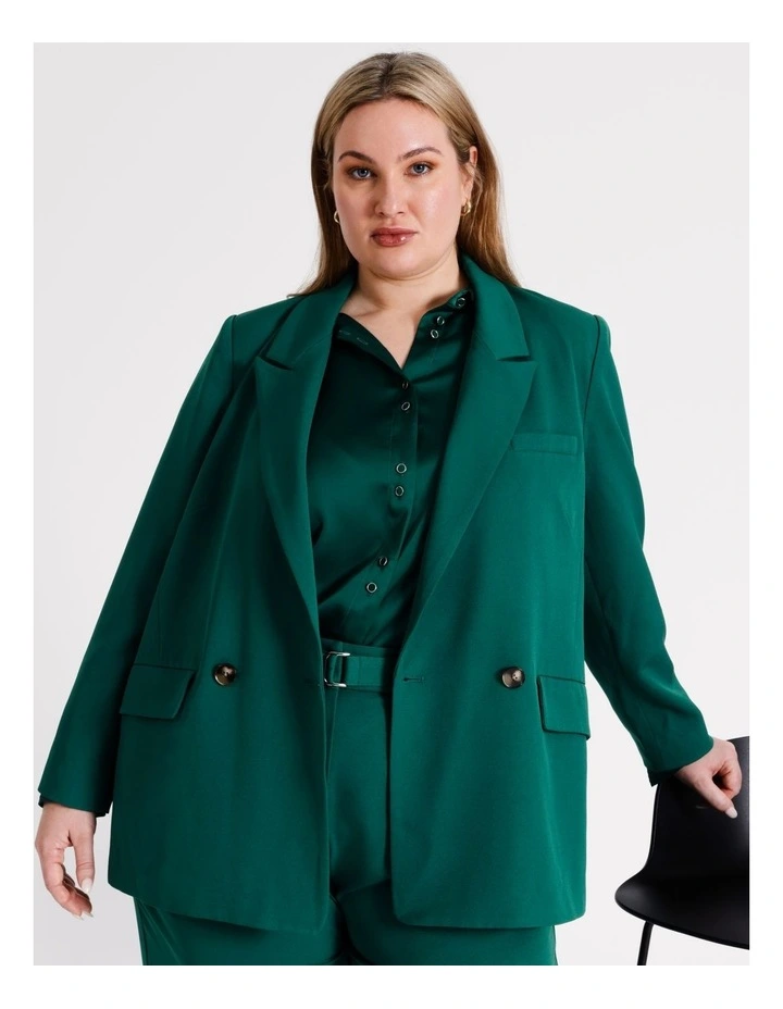 Relaxed Double Breasted Blazer in Emerald