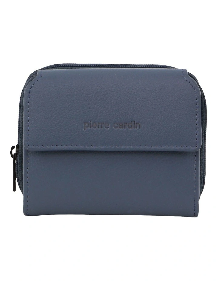 Leather Bi-Fold Flap Wallet Small in Teal