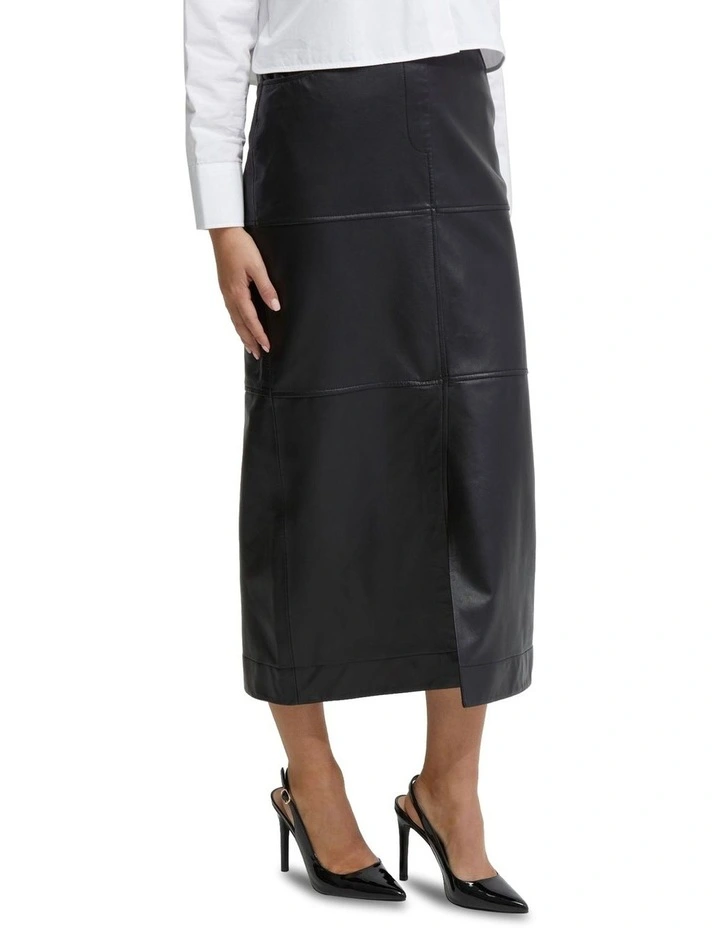 Anna Nappa Leather Pencil Skirt in Black