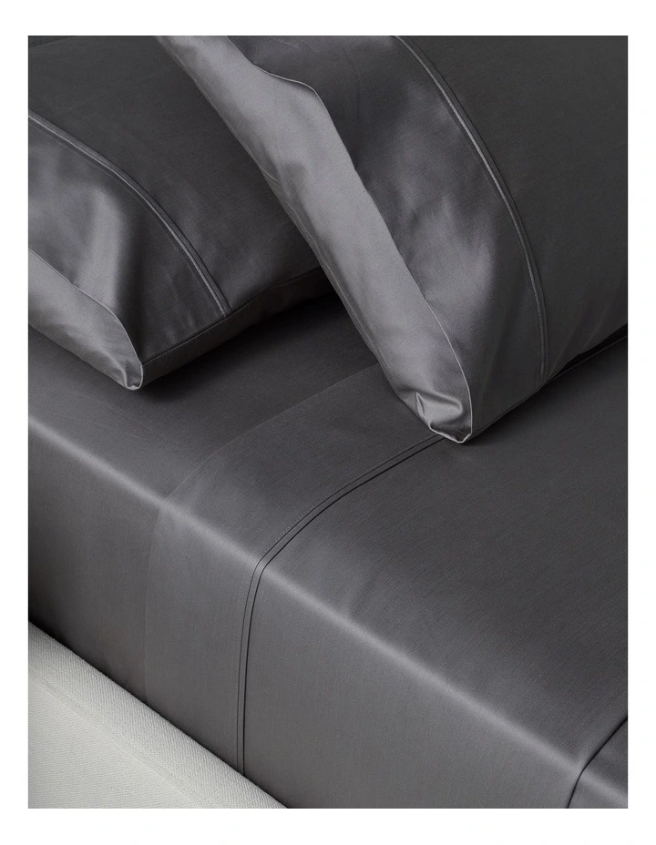 1000TC Finest Cotton Sateen Super King Size Sheet in Charcoal