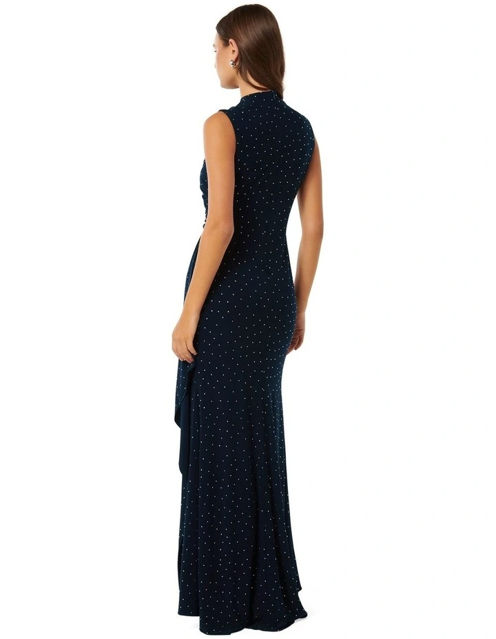 Naomi Heat Seal Maxi Dress in Navy