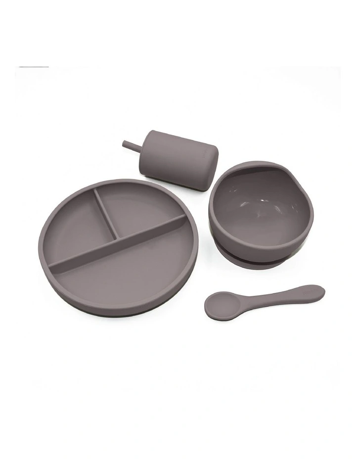 Silicone 4 piece Feeding Set in Grey
