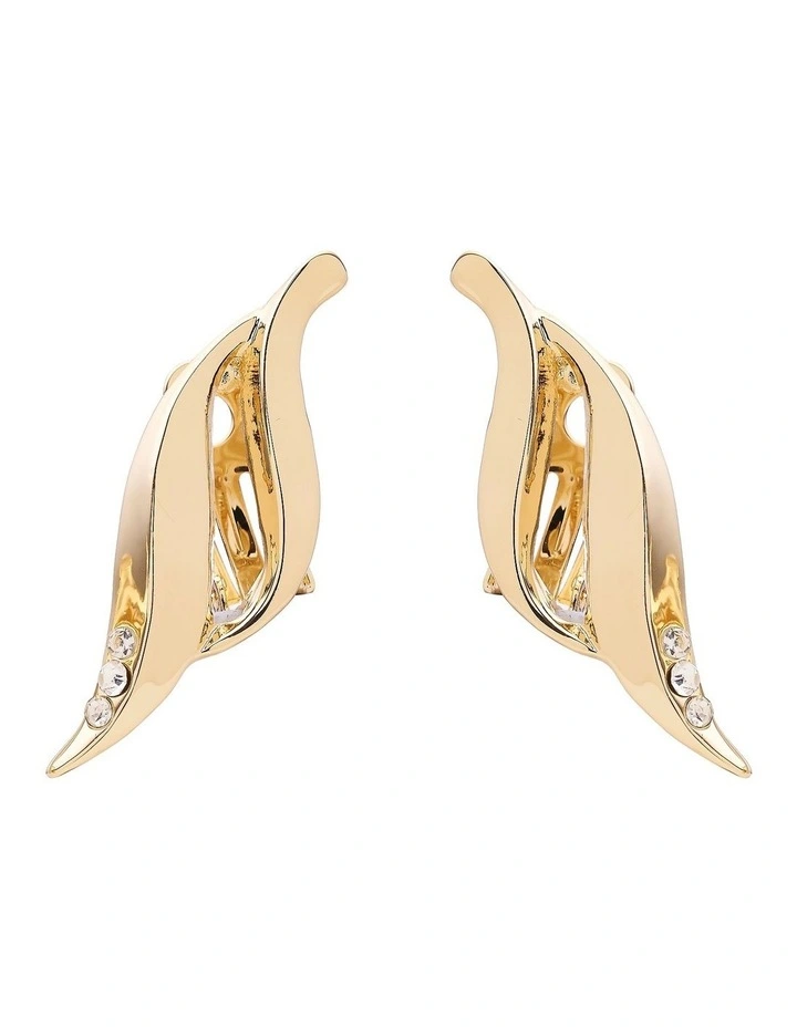 Zephyr Clip Earring in Crystal/ Gold
